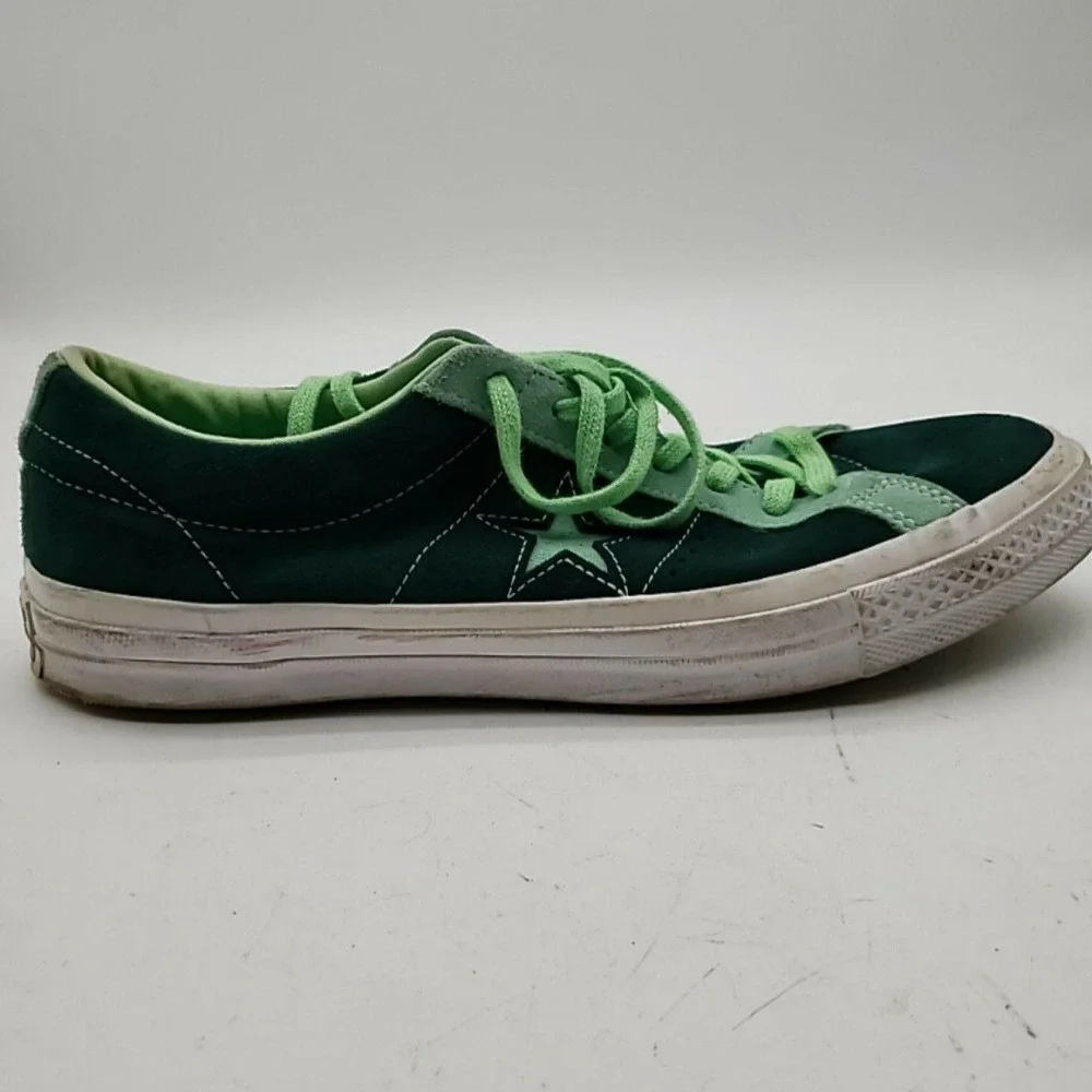 Converse One Star Shoes Mens Size 12 Green Leather Low Top Lace Up Sneakers - Picture 2 of 16